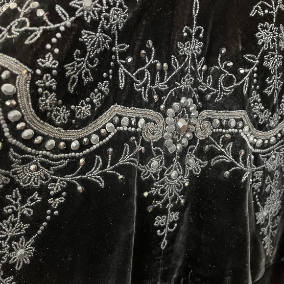 1880's Victorian jet beaded opera capelet with velvet double layer size l/xl - Picture 1 of 11
